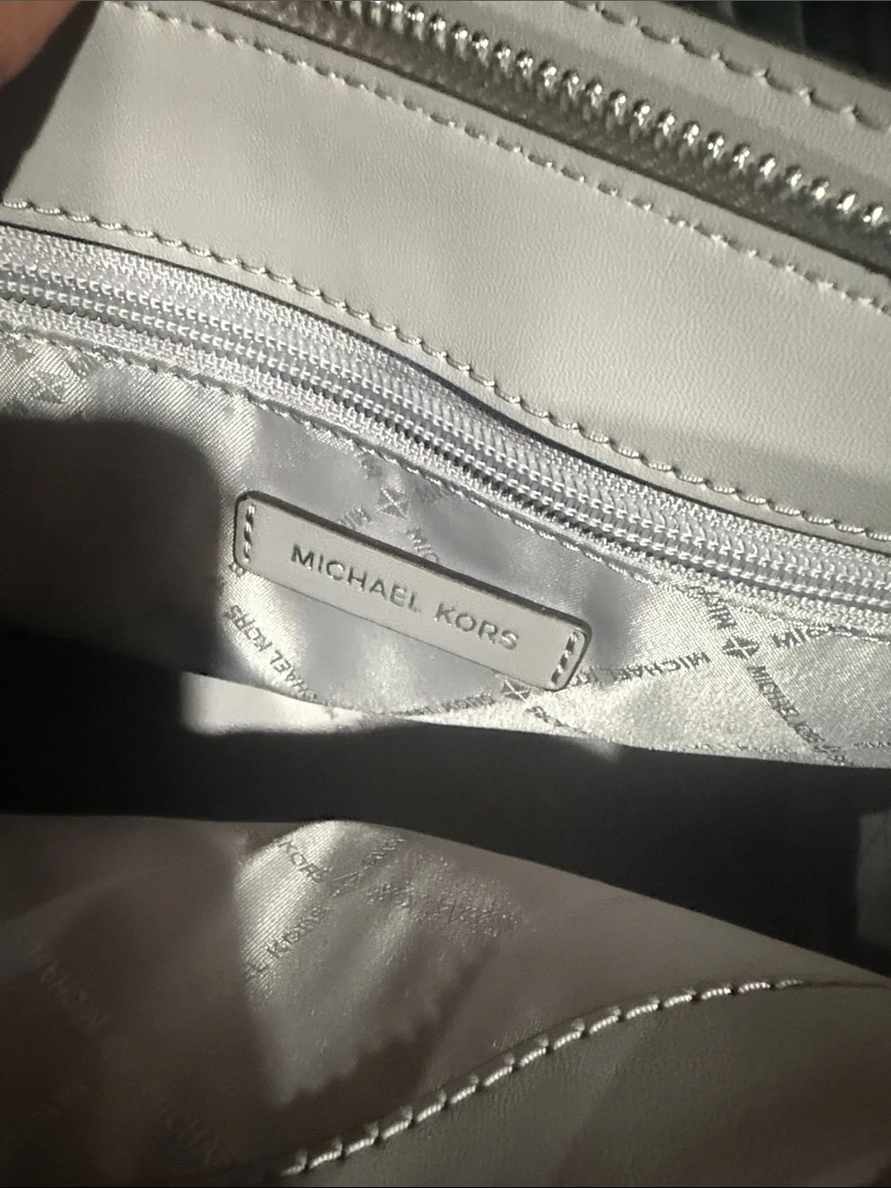 Michael Kors medium Saffiano Leather Satchel in Light Gray